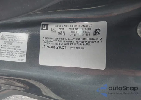 2011 Chevrolet Camaro 2Ss z USA, uszkodzony, nr VIN 2G1FT3DW6B9166526